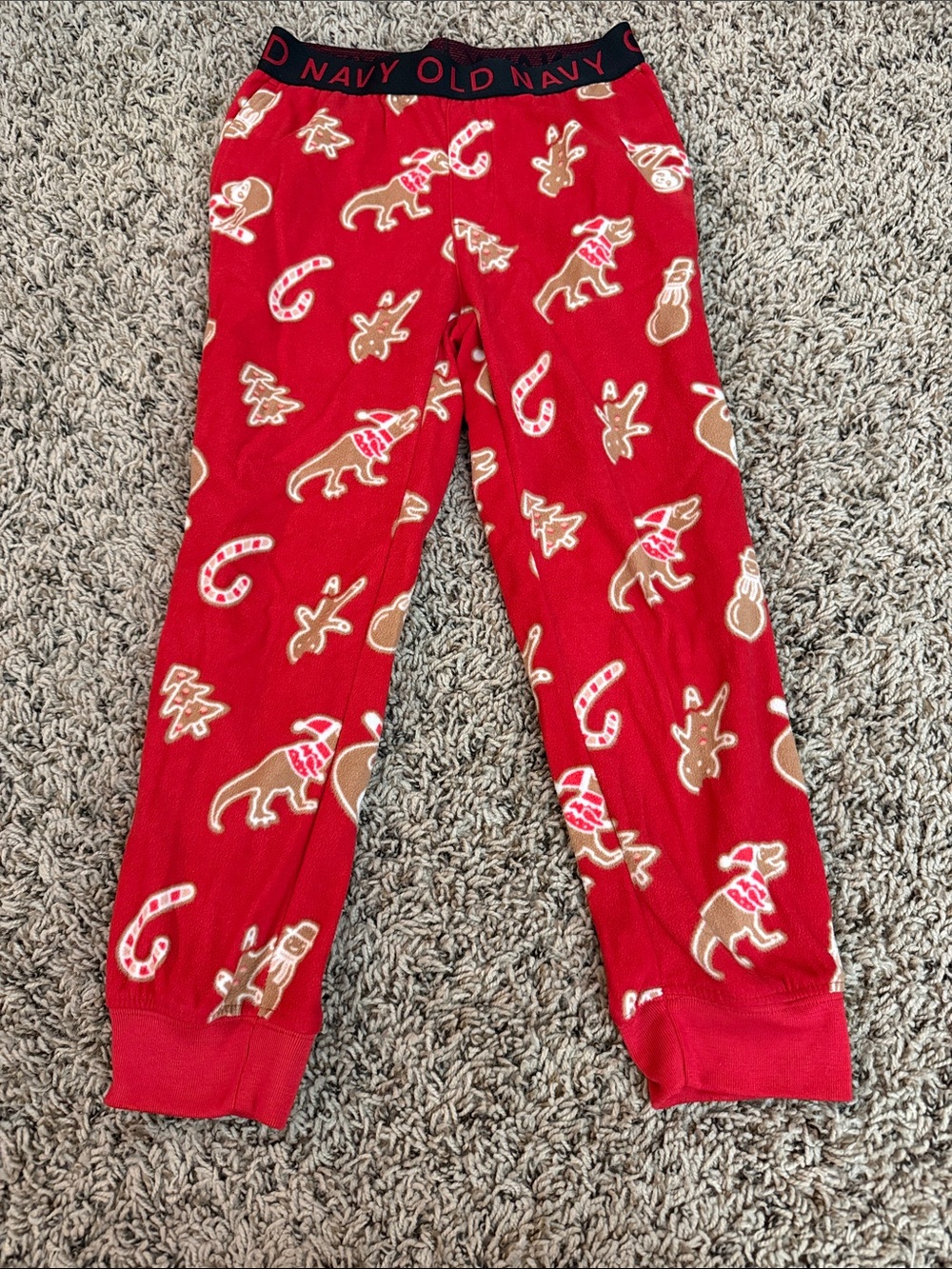 Old Navy Red Holiday Animal & Candy Print Kids Pajama Bottoms